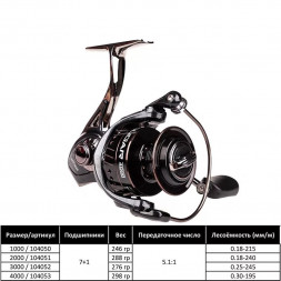 Катушка SIBBEAR Cougar 1000, 7+1 gear ratio 5.1:1