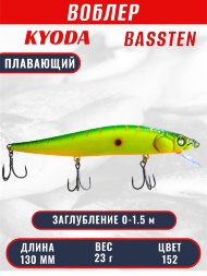 Воблер Condor Bassten (Bonanza) размер 130 мм, вес 23.0 гр заглубление 0 - 1.5 m, цвет 152